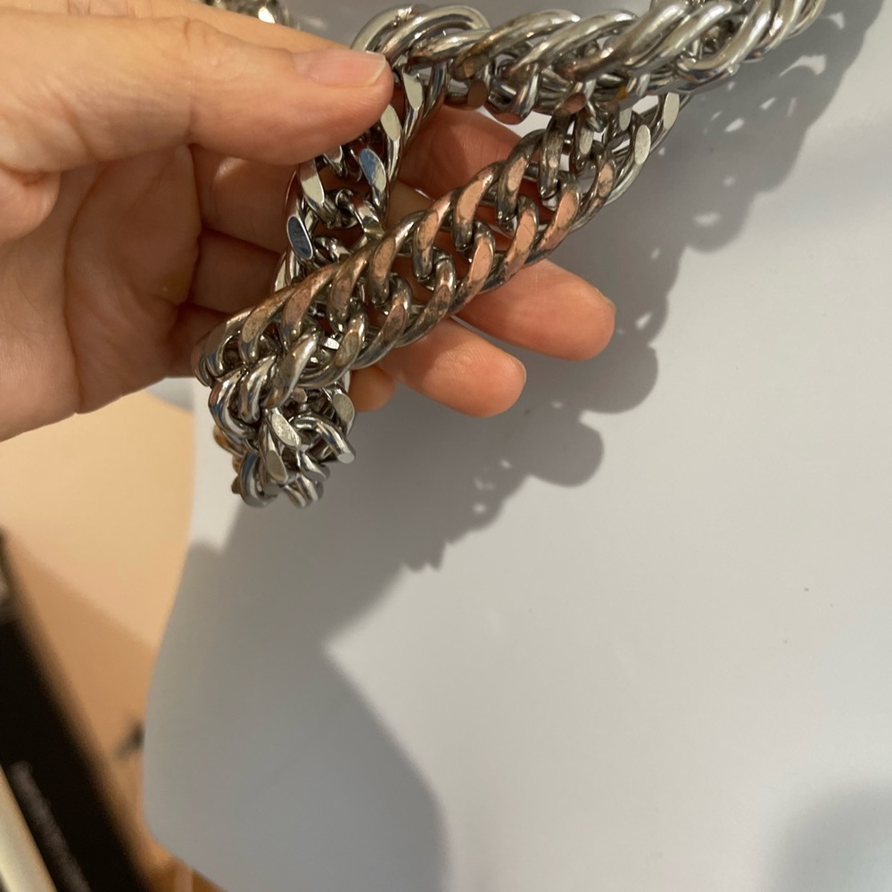 Zara Heavy Double Chain Twisted Statement Silver … - image 4